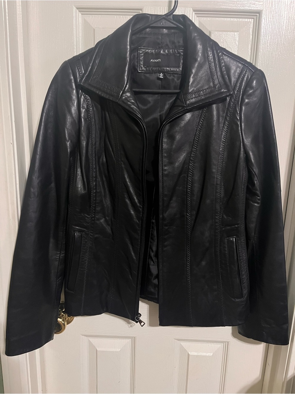 Women’s Avanti Fitted Black Leather Zip-Front Jacket S - Picture 2 of 12